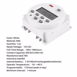 New LCD Digital Control Power Programmable Timer DC 12V 16A Time Relay Switch