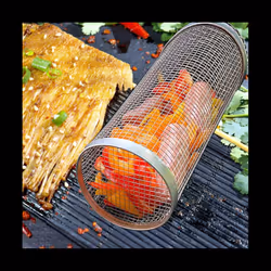 Barbecue Basket Stainless Steel Grill Outdoor BBQ Basket Grate with Hook and Fork Travel Camping Picnic Cookware 20CM