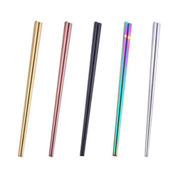 Learning Chopsticks Reusable Dishwasher Safe Metal Chopsticks, Square Chop Sticks 5 Pairs,Photo Color
