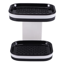 Strong Double Layer Soap Dish with Drain Adhesive Bar Soap Holder Case with Drawer,Sponge Holder Tray for Shower,Kitchen