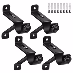 Curtain Rod Bracket, Adjustable Heavy Duty Curtain Rod Holders, Black Curtain Rods Hooks Hangers for Wall Drapery Rod