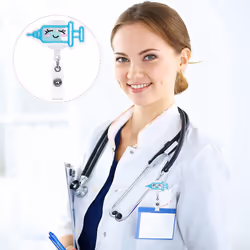5 Pcs Retractable Nurse Badge Reel Holder Doctor Badge Holder with Swivel Clips Name ID Badge Holders Badge Reels
