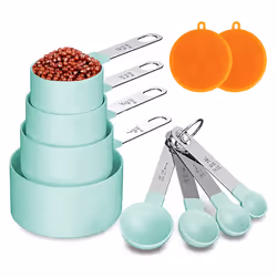 Measuring Cups and Spoons Set, 8 Piece Stackable Stainless Steel Handle Accurate Tablespoon for Measuring Dry