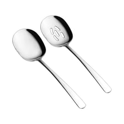 Serving Spoons Set, 10 Inch Slotted Spoon and Serving Spoon, Spoons Silverware, Cooking Spoon, Pasta Spoon,Pack of 2