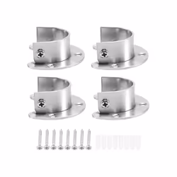 4 Packs Heavy Duty Stainless Steel Closet Rod End Supports Closet Pole Sockets Flange Rod Holder with Screws, 1-1/3 Inches