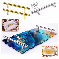 8PCS Silver Resin Tray Molds Handles Epoxy Tray Handles Hardware Stainless Steel for Silicone Serving Tray Handles
