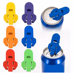Manual Easy Can Opener, 12Pcs Color Soda Beer Can Opener Beverage Can Protector, Premium Plastic Shields Tab Openers