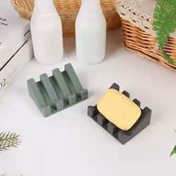 2Pcs Silicone Soap Dish with Drain, Shower/Bathroom Soap Rack, Self Draining Waterfall Soap Tray/Kitchen Keeper