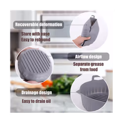 Silicone Air Fryer Liner,Air Fryer Silicone Pot,Non-Stick Reusable Silicone Pot Baking Tray for Air Fryer Accessories B