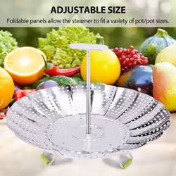 Stainless Steel Folding Vegetable Steamer Basket,Insert for Cooking Food,Expandable to Fit Various Size Pot