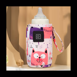 USB Milk Water Warmer Travel Stroller Insulated Bag Portable Baby Nursing Bottle Heater for Infant Outdoor Winter-Pink