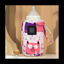 USB Milk Water Warmer Travel Stroller Insulated Bag Portable Baby Nursing Bottle Heater for Infant Outdoor Winter-Pink