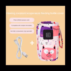 USB Milk Water Warmer Travel Stroller Insulated Bag Portable Baby Nursing Bottle Heater for Infant Outdoor Winter-Pink