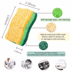 Non-Scratch Cellulose Household Kitchen Sponges, Dishes Sponge 10 Packages ,Multi-Use Dish Scrubber Sponge for Household