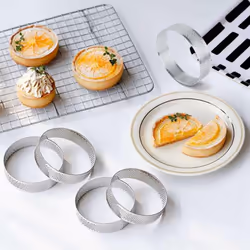 8 Pack Stainless Steel Tart Rings 2.4In,Perforated Cake Mousse Ring,Cake Ring Mold,Round Cake