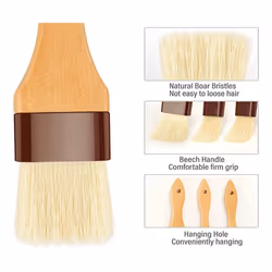 3Pcs Oil Brush for Cooking,Basting Brush-Pastry Brush,Bristles BBQ Brushes for Grill,Beech Wooden Handle Food Brush