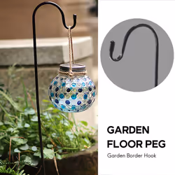 Hooks Rust Resistant Garden Stake Outdoor Metal Plant Stand Hanger Pole 120X10X1cm
