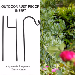 Hooks Rust Resistant Garden Stake Outdoor Metal Plant Stand Hanger Pole 120X10X1cm