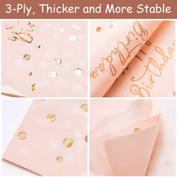 Happy Birthday Napkins 3-Ply Paper Napkins Pink Gold Table Decoration Children's Birthday Decoration