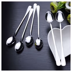 12Pcs Long Handle Stainless Steel Tea Coffee Spoons Ice Cream Cutlery