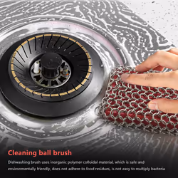 Cast Iron Skillet Cleaner,316 Stainless Steel Chainmail Cleaning Scrubber Silicone Scrubber,for Kitchen Cookware