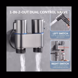 Mini Multi-Function Faucet Brass 1 Into 2 Out Dual Control Washing Machine Chrome Tap for Washing Machine and Toilet-B