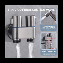 Mini Multi-Function Faucet Brass 1 Into 2 Out Dual Control Washing Machine Chrome Tap for Washing Machine and Toilet-B