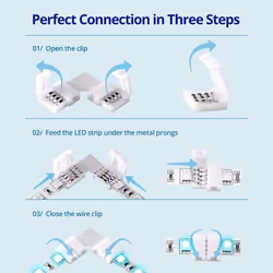 2 set LED Light Strip Connectors 4 Pin RGB LED Lights Connectors,Gapless Connectors,L Shape Connectors