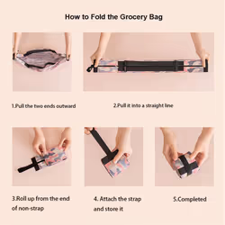 2-Pcs Reusable Grocery Bags with Handles Foldable Washable Shopping Bags Waterproof Capacity Shopping Tote Bag Pink