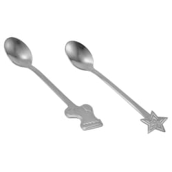 16Pcs Stainless Xmas Coffee Spoons Dessert Spoon Tableware Kitchen New Year Gifts Silver