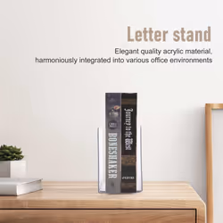2PCS Transparent Acrylic Bookends L-Shaped Bookshelf
