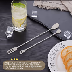 Cocktail Muddler,5 Pcs Stainless Steel Cocktail Accessory Set Mixing Spoon & Ice Tongs for Family Bar Tool Essentials