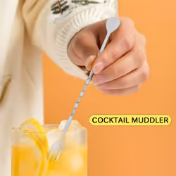 Cocktail Muddler,5 Pcs Stainless Steel Cocktail Accessory Set Mixing Spoon & Ice Tongs for Family Bar Tool Essentials