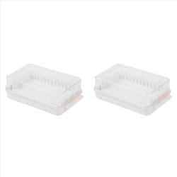 2X Butter Cutting Storage Box Butter Dish Cutter with Lid Transparent Cheese Slicer Tray Container Household Tool 1