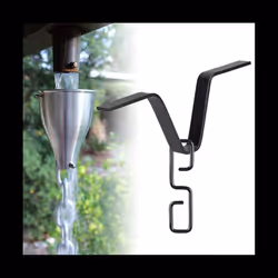 Rain Chain Gutter Adapter, Black V-Shaped Rain Chain Adapter with S-Shaped Hook, Rain Chain Hook for Outside