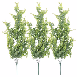 3 Pcs Artificial Hanging Ferns Plants Vine Ivy Boston Fern Hanging Plant Outdoor UV Resistant Plastic Plants