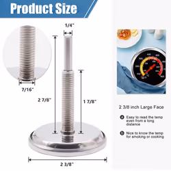 2X Grill Thermometer Smoker Temperature Gauge Charcoal Grill Pit Smoker Thermometer Heat Indicator for Meat Cooking