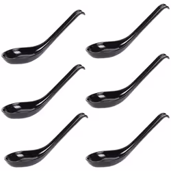 Soup Spoons,12 Pcs Japanese Style Spoons Rice Spoons Chinese Asian Soup Spoons with Long Handle