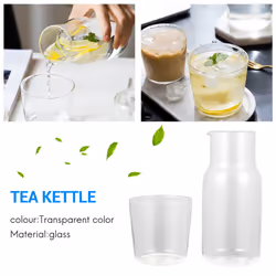 Water Carafe with Tumbler Glass Cold Hot Water Cup Sets Bedside Water Pitcher High Temperature Resistance