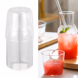 Water Carafe with Tumbler Glass Cold Hot Water Cup Sets Bedside Water Pitcher High Temperature Resistance