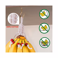 Macrame Fruit Hammock for Kitchen Under Cabinet, Hammock Fruit Holder Net and Hook for Hanging Fruit Basket