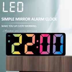 Digital Alarm Clock Colorful LED Screen Display Modern Desktop Clock LED Clocks