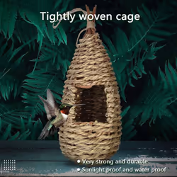 2X Garden Handing Birds Nest Box Breeding Nest Grass Hand Woven for Outdoors Hanging