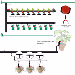 200 Adjustable Irrigation Drippers with Drip Irrigation Kit for Garden Watering Fitting