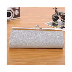 2 Pcs Women Glitter Clutch Purse Evening Party Wedding Handbag Shoulder Bag, Gold & Silver