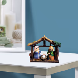 Christmas Nativity Scene Crib Figurine Set with Nursery Figurine Statue Christmas Table Decorations