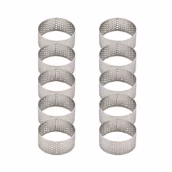 10Pcs 4.5cm Round Stainless Perforated Seamless Tart Ring Quiche Ring Tart Pan Pie Tart Ring with Hole Tart Shell Ring