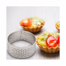 10Pcs 4.5cm Round Stainless Perforated Seamless Tart Ring Quiche Ring Tart Pan Pie Tart Ring with Hole Tart Shell Ring