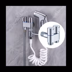 Mini Multi-Function Faucet Brass 1 Into 2 Out Dual Control Washing Machine Chrome Tap for Washing Machine and Toilet-A