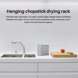 Stainless Steel Chopsticks Holder Hanging Cutlery Drying Basket Tableware Drainer with Hooks Kitchen Utensil
